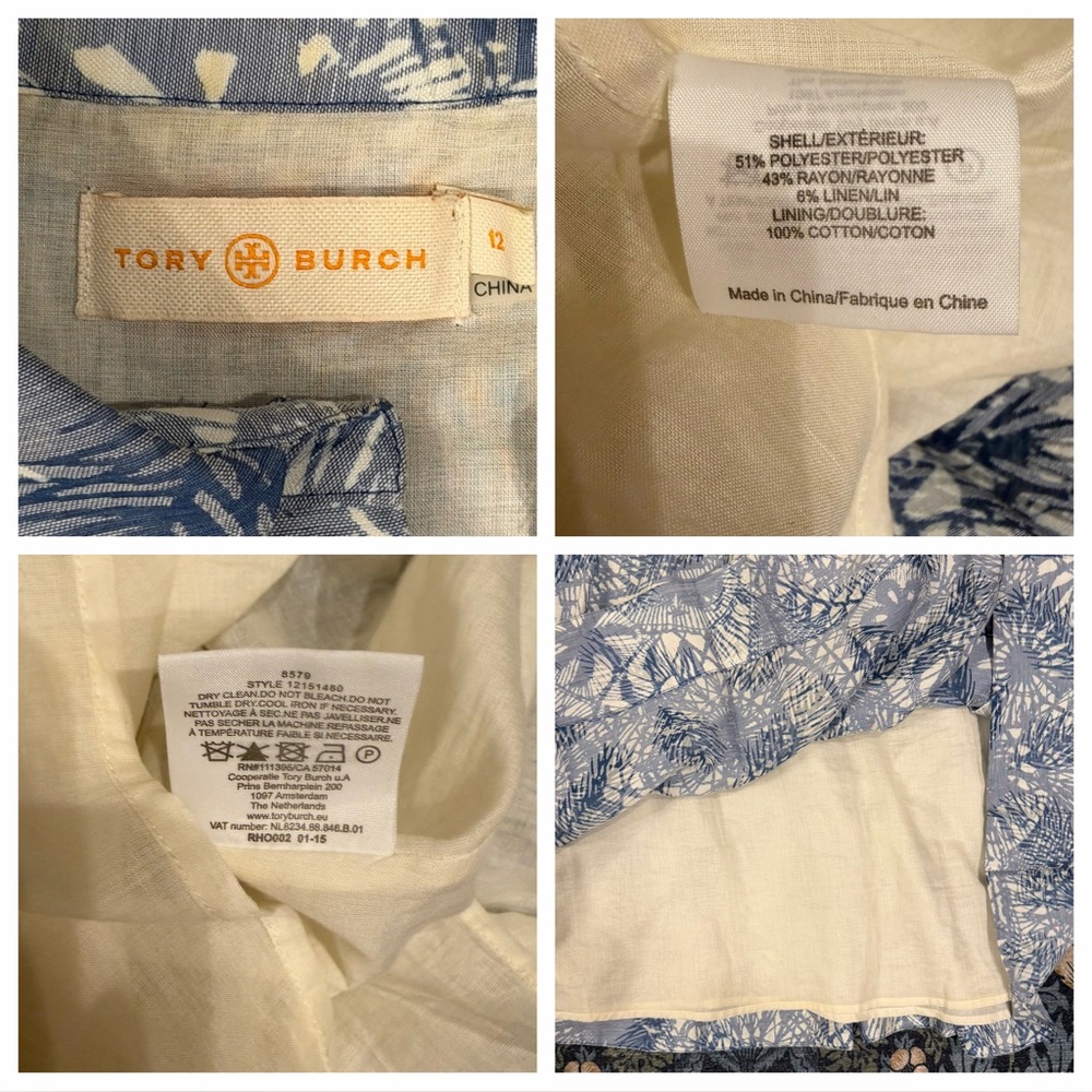 Tory Burch Short-Sleeve Textured Jacquard Shirtdress - Sz 12 (Fits like 8-10) - Picture 12 of 15
